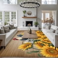 thumbnail image 3 of Farmhouse Large Area Rugs 8x10 ft Chicken in The Bathtub Sunflowers Floral Wood Grain Washable Rug Non Slip Indoor Carpet Absorbent Floor Mat for Living Room Bedroom Dining Room, 3 of 9