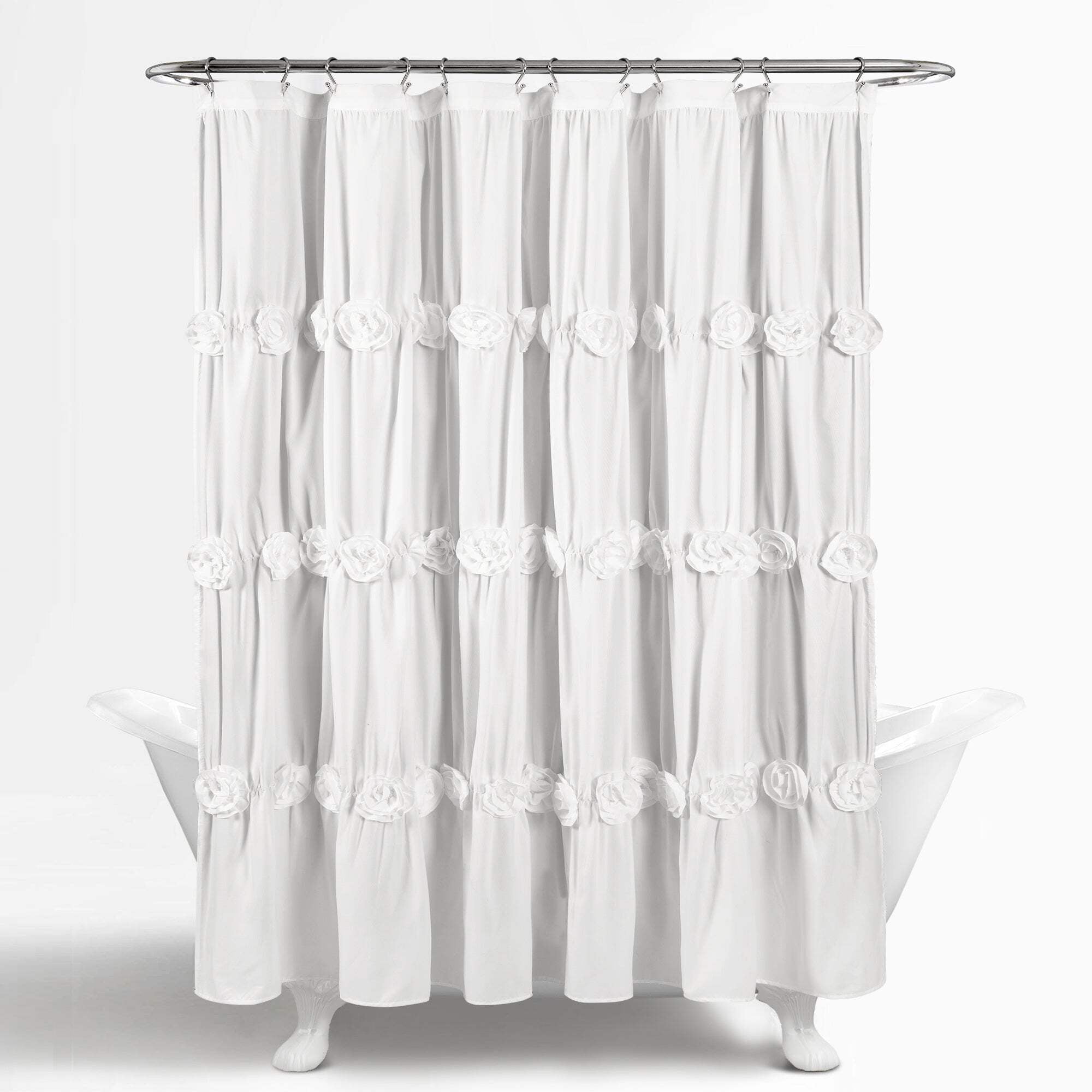 Lush Decor Darla Solid Shower Curtain, 72x72, Ivory, Single