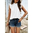thumbnail image 4 of Solid Color Ruffle Neck Blouse, White, Medium, 4 of 5