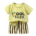 thumbnail image 4 of XUELUO Baby Boys Casual Outfit Sets Summer Cartoon Print Crew Neck Short Sleeve Tshirts Tops And Shorts 2 Piece Holiday Wear,Green,3-6 Months, 4 of 4