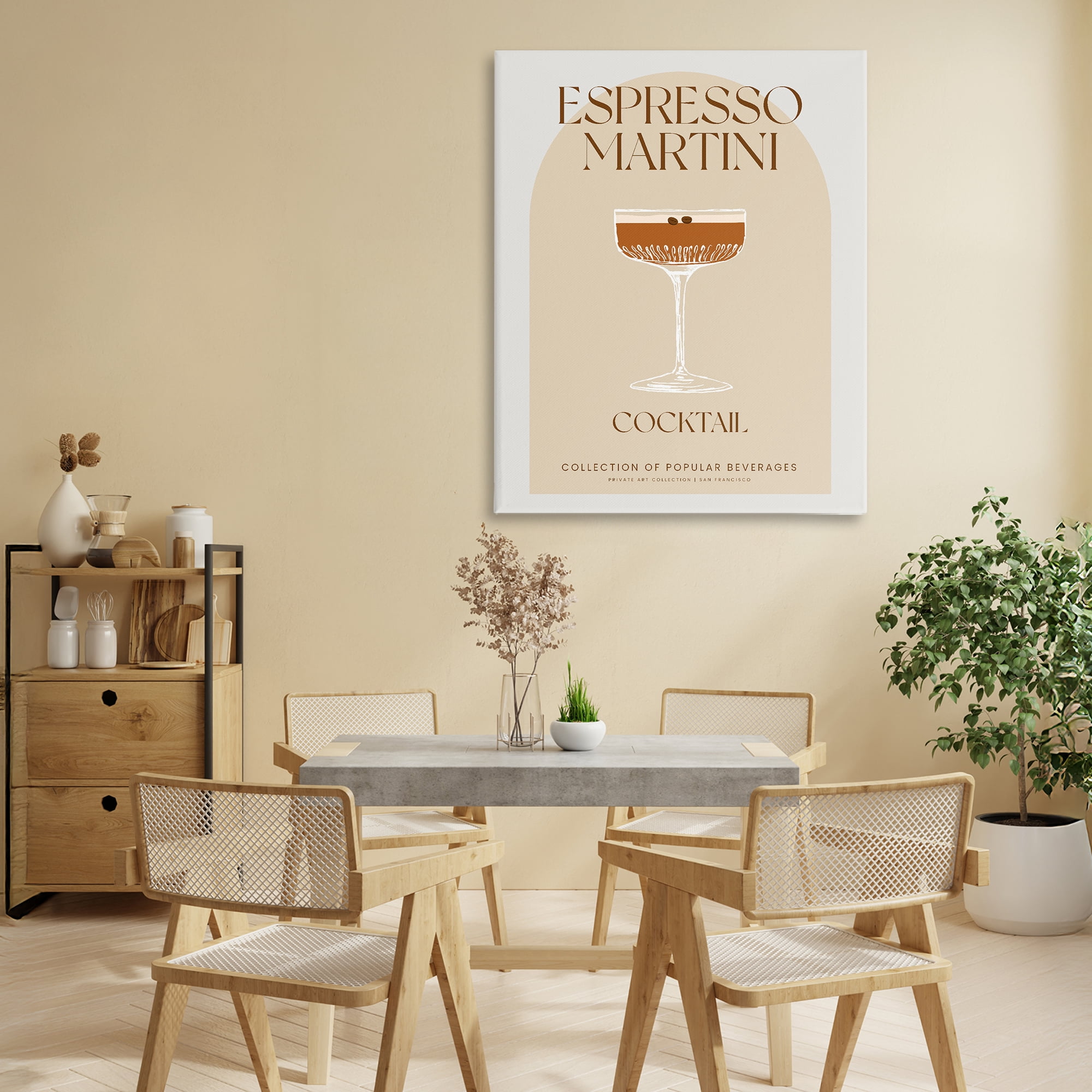 Stylish Retro Espresso Martini Canvas Wall Art, design by Lil' Rue