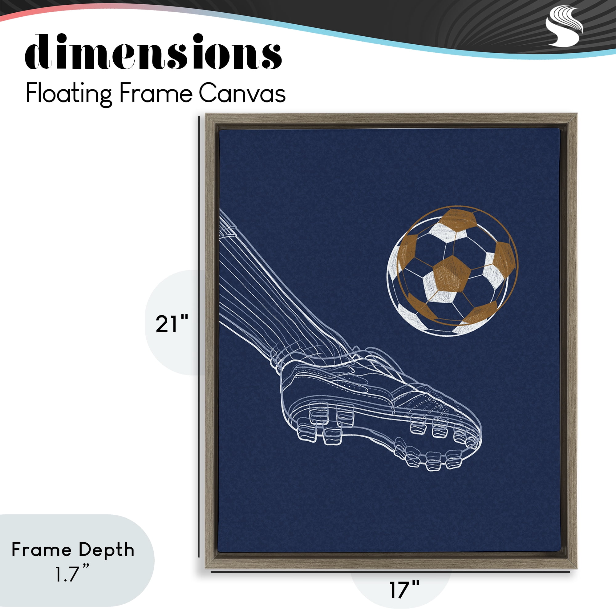 Stupell Industries Soccer Lines Contour Brown Framed Floater Canvas Wall Art, design by Marcus Prime