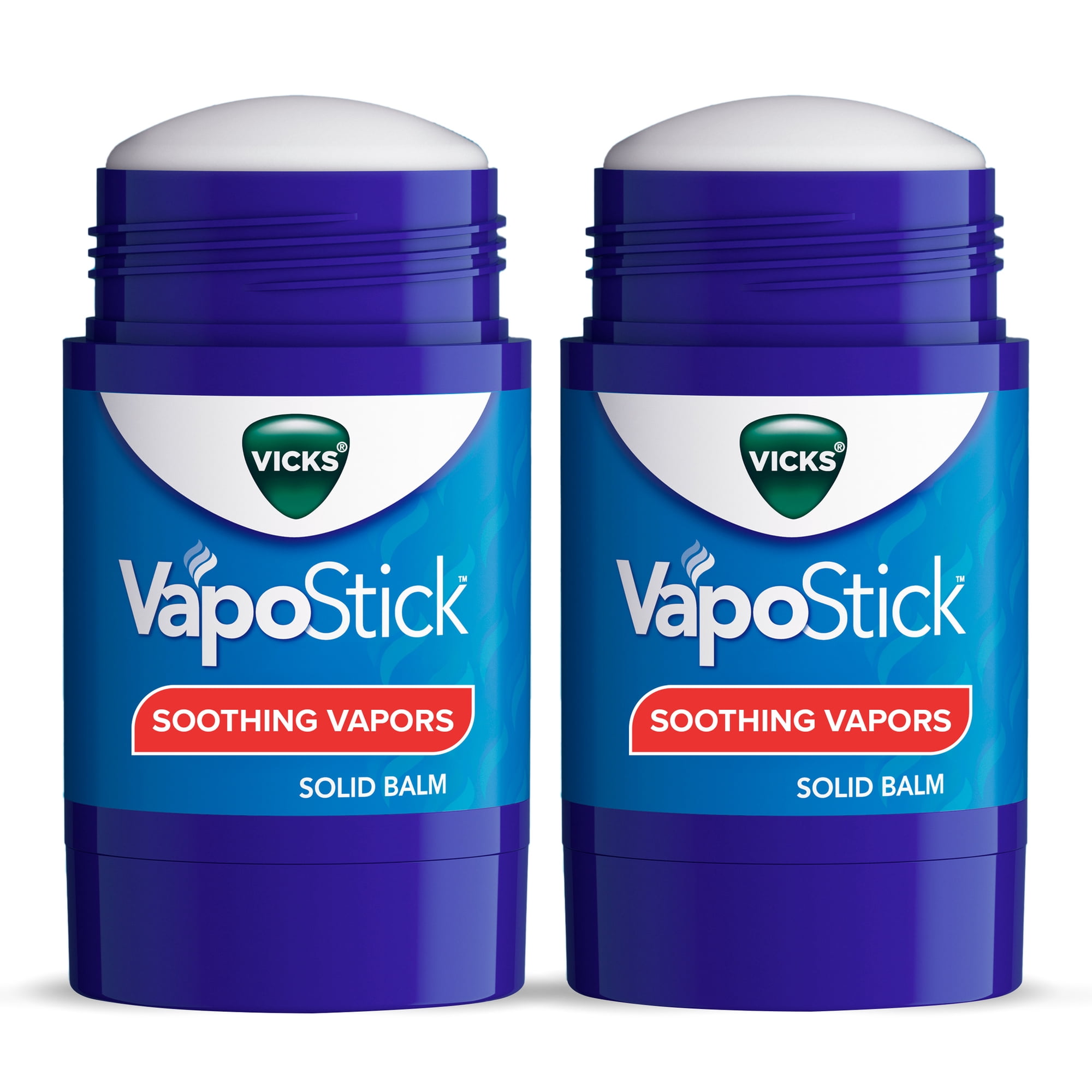 Vicks VapoStick, Invisible Solid Balm with Soothing Vicks Vapors, Non-Medicated, 2 x 1.25 oz