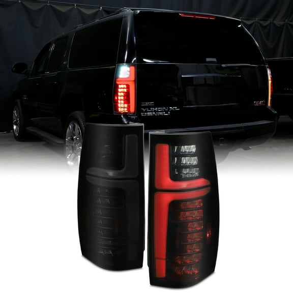 AKKON - Fit 2007-2014 Chevy Tahoe Suburban GMC Yukon 07-14 [Full LED] Tail Lights Rear Lamp Black Smoke Lens