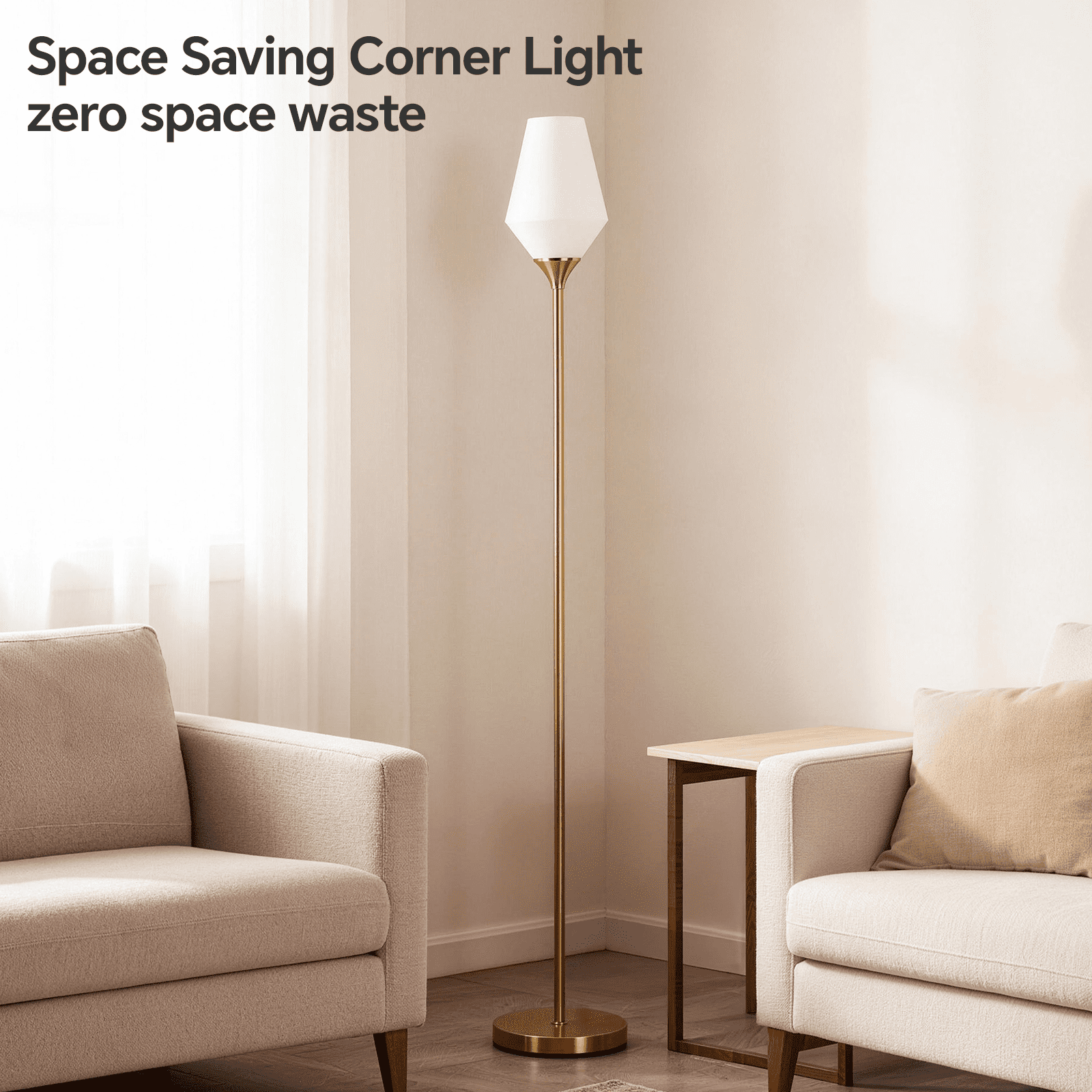 SUNMORY Torchiere Gold Floor Lamp, 69" Standing Lamps for Living Room 3 Color Dimmable Tall Lamp, LED Super Bright Standing Lamp with Frosted Glass Lampshade
