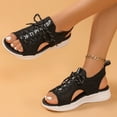 thumbnail image 5 of Viluyesy Women's Comfort Sandals, Lace Up Soft Sole Mesh Breathable Summer Causal Walking Shoes Black 7.5, 5 of 9