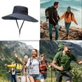 thumbnail image 3 of Bxaolu Wide Brim Sun Hat, Sun Protection Waterproof Packable Bucket Hat for Men Women, Fishing Hiking Beach Garden Hat, Navy, 3 of 5