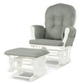 thumbnail image 4 of Gymax Baby Nursery Rocking Chair Glider and Ottoman Cushion Set Wood White Finish with Light Grey Cushions, 4 of 10