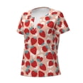thumbnail image 2 of Naloa Red Strawberry Print T-Shirts Short Sleeve V Neck Tees for Women Fashion Tops Trendy Lightweight Soft Casual Summer Outfits Clothes, 2 of 5