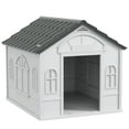 thumbnail image 3 of PawHut Plastic Dog House W/ Door, Easy to Assemble, for M and S Dogs, Gray, 3 of 10