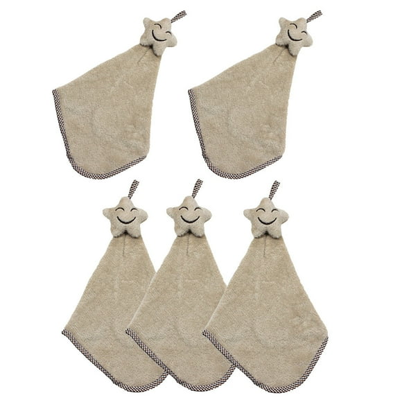TABLETREANDS 5Ud Toallas Ligeras De Coral Fleece Beige Para Cara Con Costuras Delicadas Y Absorción