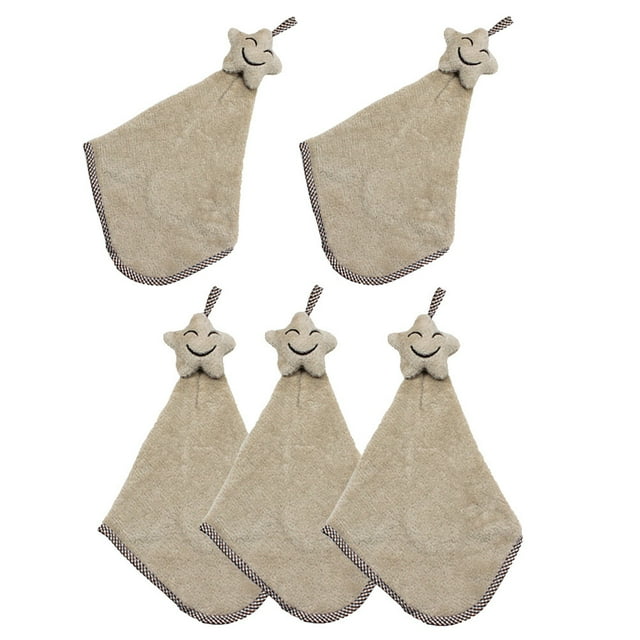 TABLETREANDS 5Ud Toallas Ligeras De Coral Fleece Beige Para Cara Con Costuras Delicadas Y Absorción