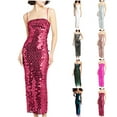 thumbnail image 4 of Lovskoo 2024 Women's Sleeveless Sequin Formal Dress Sparkly Spaghetti Strap Long Cocktail Party Sequin Gown Rose Gold, 4 of 4