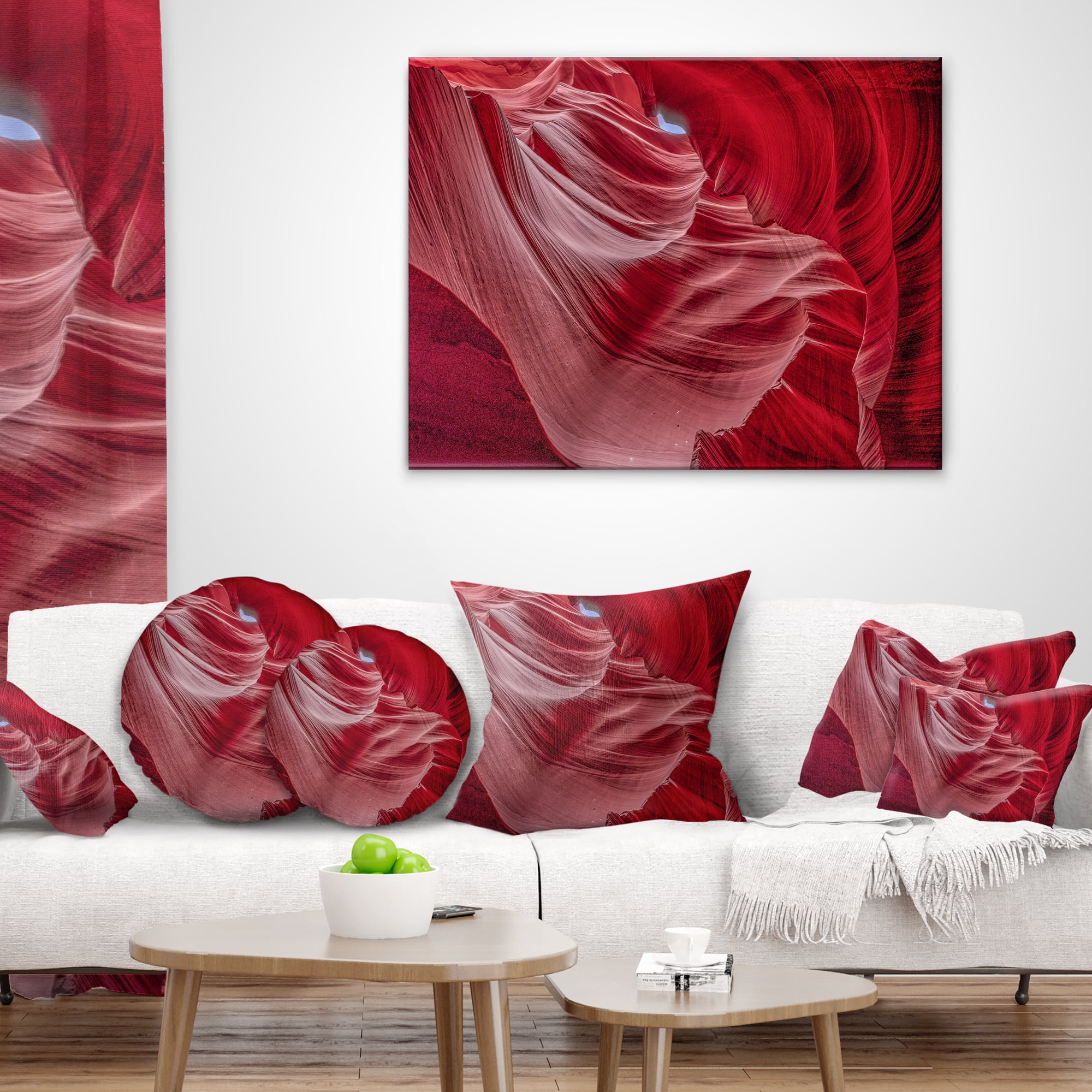 Designart Inside Wall of Antelope Canyon - Landscape Photography Throw Pillow - 12x20