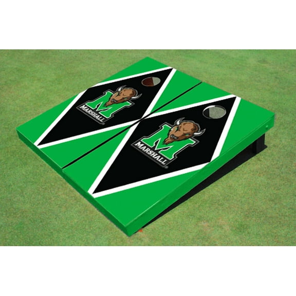 Marshall University Black and Green Matching Diamond Cornhole Boards