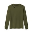 thumbnail image 2 of Daxton Premium New York Men Long Sleeves T Shirt Ultra Soft Medium Weight Cotton, Olive Tee Black Letters Small, 2 of 3