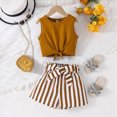 thumbnail image 2 of Kids Girls Summer Clothes Sleeveless Tank Top + Shorts 2 pieces Summer Outfit Set Red Brown 3-4 Years, 2 of 9