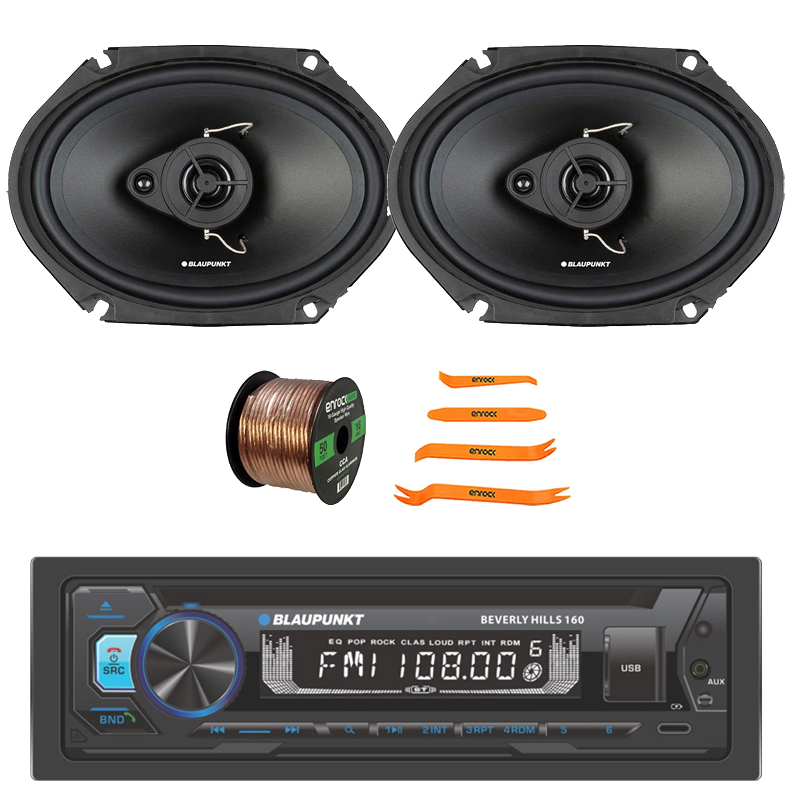 Sony DSX-A410BT Single DIN Car Stereo Receiver, 2x Pioneer 6.5