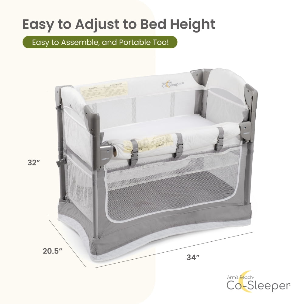 Arm's Reach Co-Sleeper Mini Ezee 3 in 1 - Grey/White