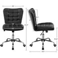 thumbnail image 4 of Yaheetech Modern Faux leather Tufted Armless Office Chair,Black, 4 of 10