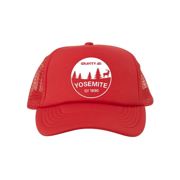 Yosemite Est. 1890 Adjustable Mesh Trucker Hat - White - Red