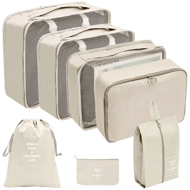 Jierger Cubes de Compression pour Emballage de Voyage, Cubes de Rangement pour Voyage Ensemble de Cubes Pliable Organisateur de Valise Sac de Rangement Léger pour Bagages