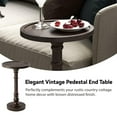 thumbnail image 6 of COZAYH Pedestal Tray Top End Table for Holding Drinks, Lamps, Plants, Dark Brown, Set of 2, 6 of 12
