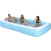 Family Kiddie Pool - Giant Inflatable Rectangular Pool - 12 Ft (144"x76"x22") - Great for Summer