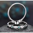thumbnail image 4 of GKNET 2pcs/set Women's Wedding Set Rings Round Cut Emerald Ring Size&nbsp;6-10-10-Green, 4 of 7