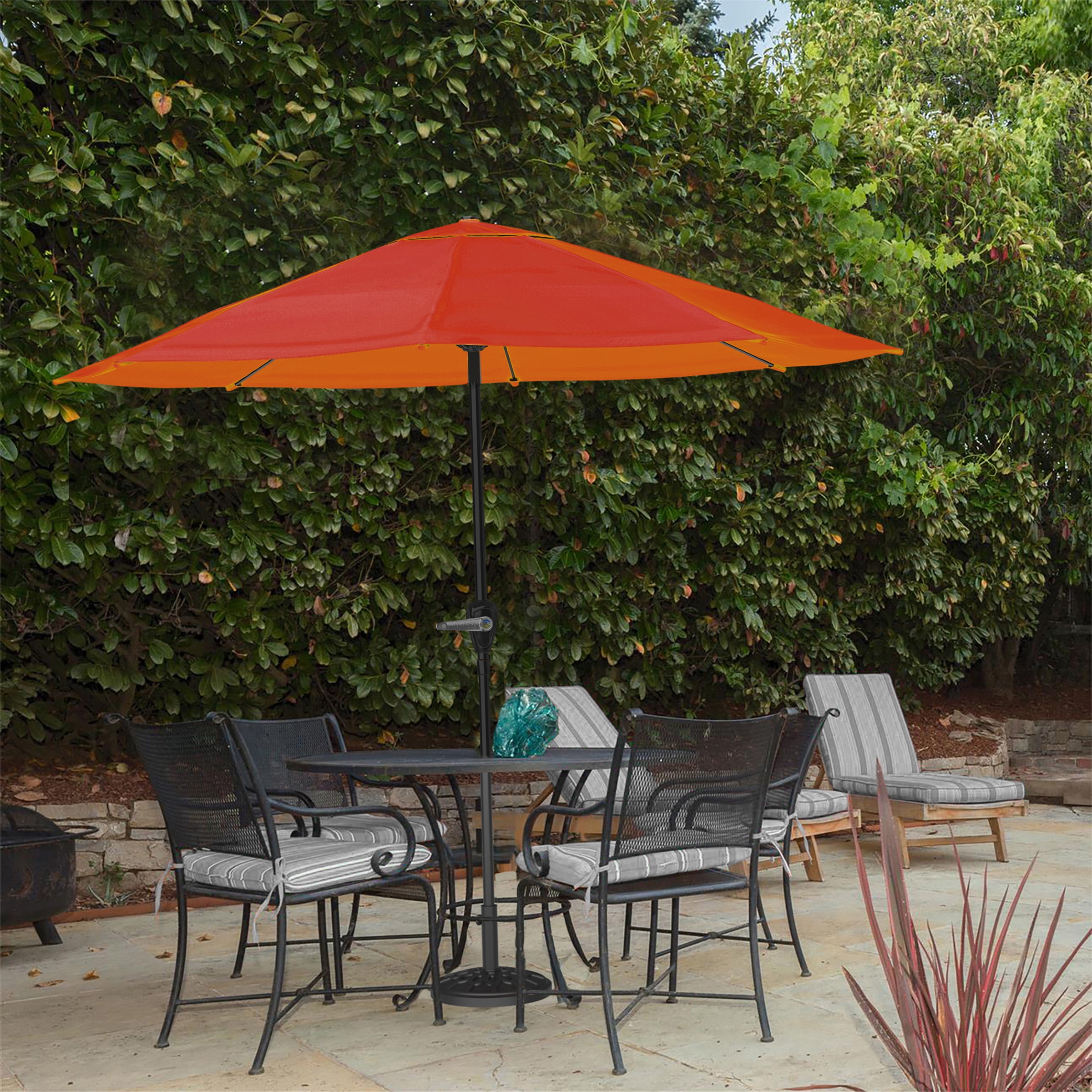 Pure Garden 9FT Outdoor Vented Patio Umbrella with Easy Crank (Orange)