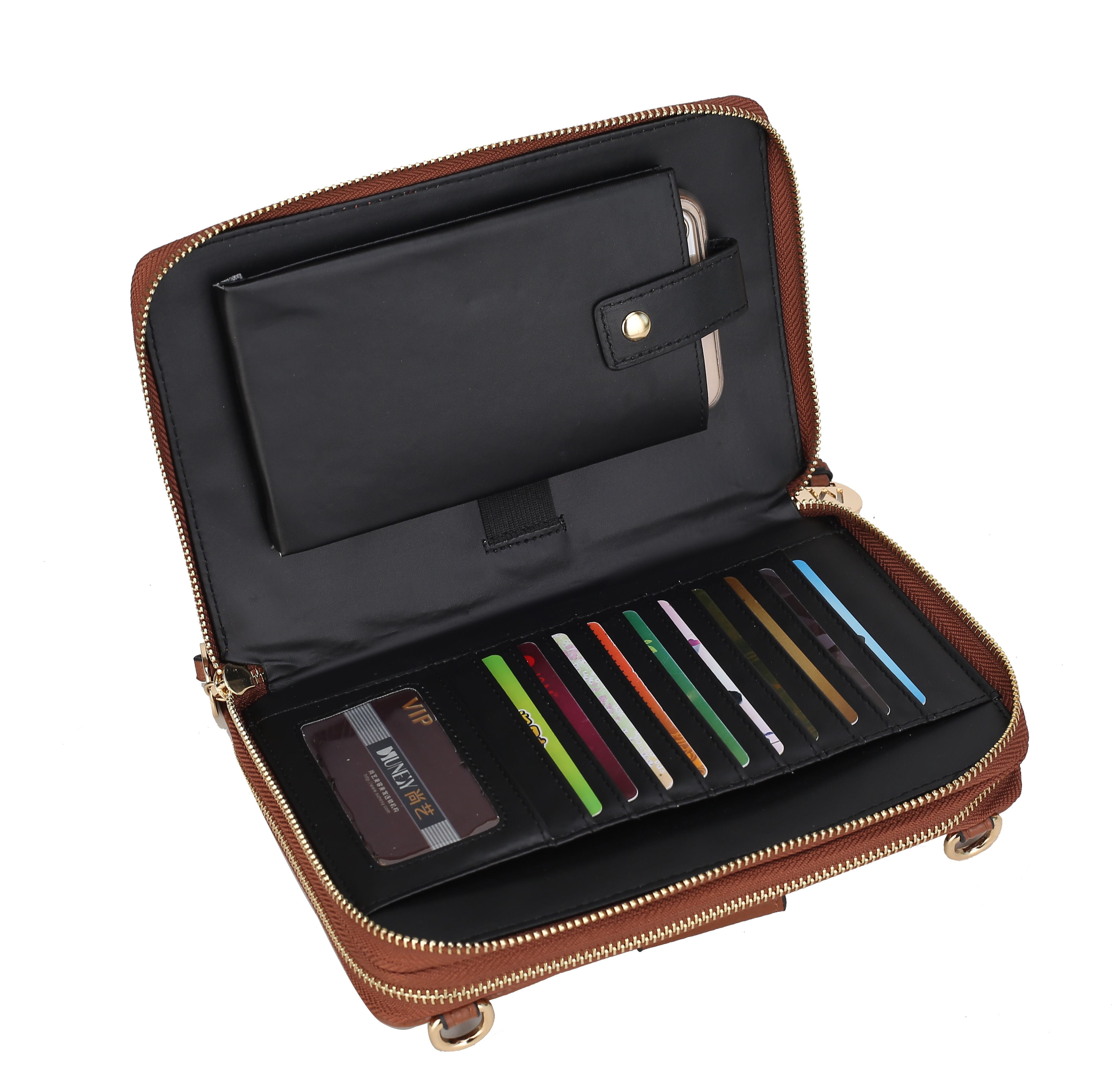 MKF Collection Sage Vegan Leather Designer Cell Phone Wallet Crossbody Bag  - Pewter - Walmart.com