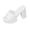 White, variant on Women's Chunky Block Platform Slide Sandals,Summer Peep Toe Backless Fish Mouth Leather Dress High Heeled Shoes White 38