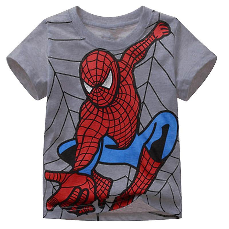 Yizuba Kids Boy Spiderman Short Sleeve T Shirt Spider Man Casual Tee Shirt Tops Grey 3 4 Years