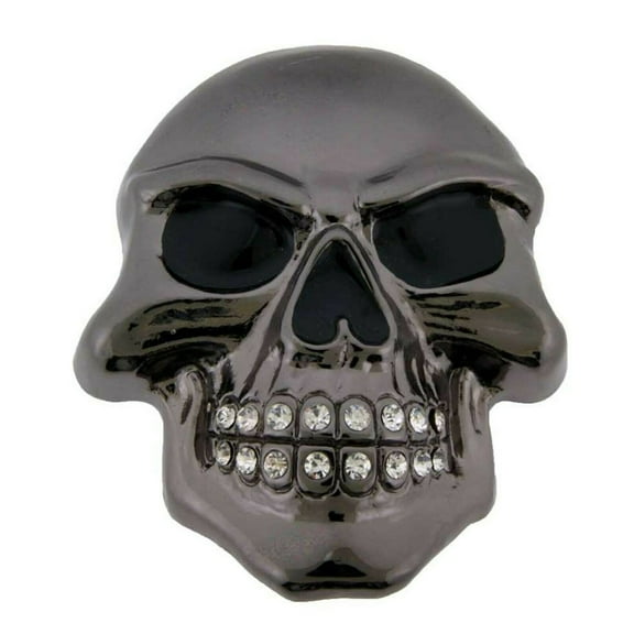 Skull Unisex Belt Buckle Gun-Metal Finished Grill Iced Out With Rhinestones Halloween Party Costume