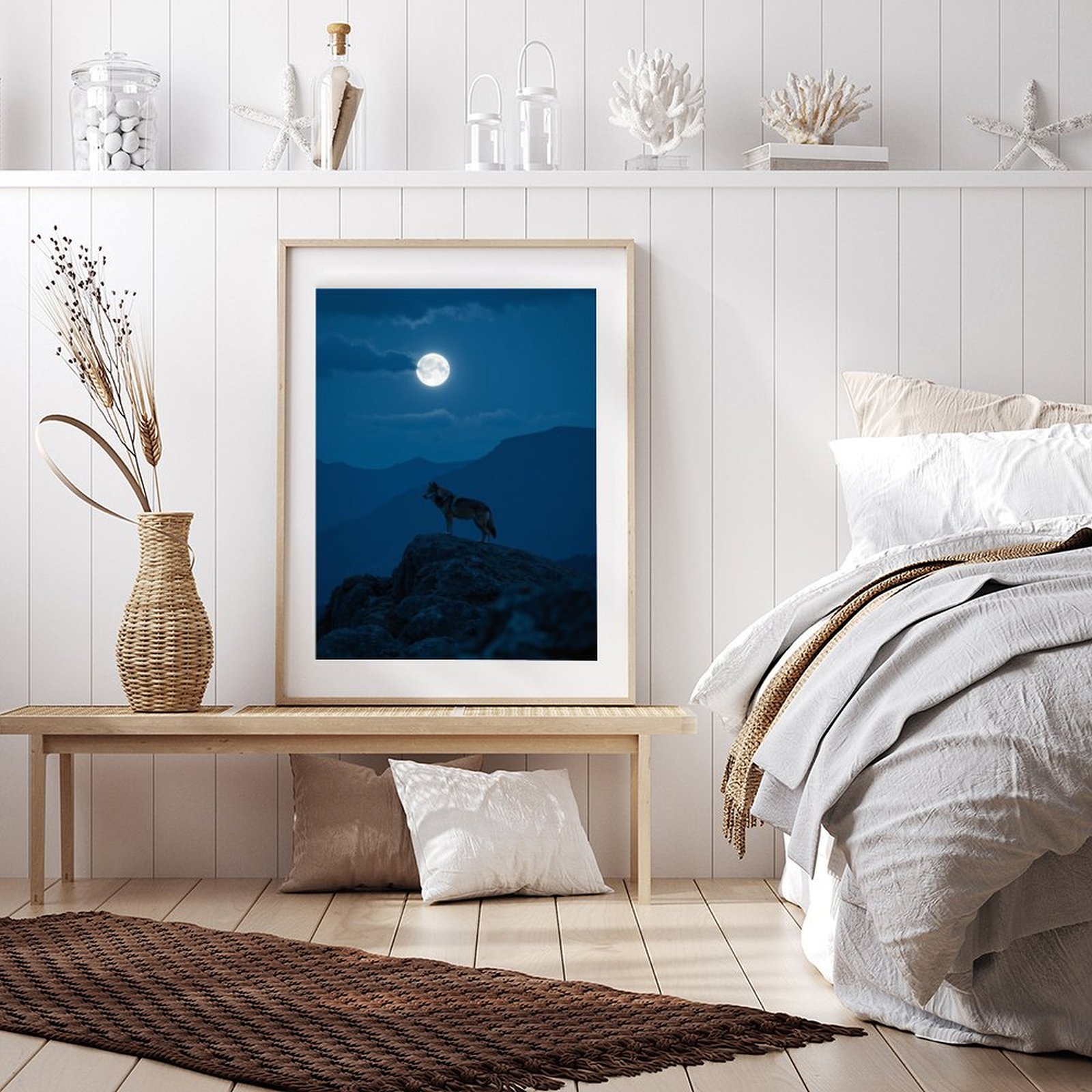 Diamond Art Kit for Adults, Wolf On Rock Under Full Moon Diamond Painting for Adults Beginners, 5D DIY Diamond Art Painting Kits, Colorful Diamond Painting Craft for Home Decor 12x16 Frameless