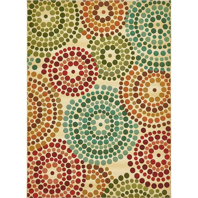 Unique Loom Tapis Géométrique Moderne Extérieur 8' x 11' 4 Rectangle Beige/bleu