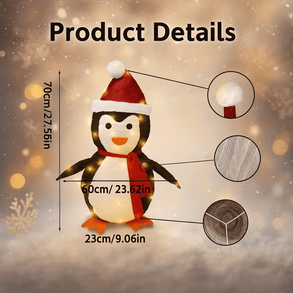 RXTIUX Christmas Solar Decorative Lights, IP44 Water-Resistant LED Outdoor Garden Decorative Lights, 8 Lighting Modes, Cute Glowing Christmas Penguin Lights.