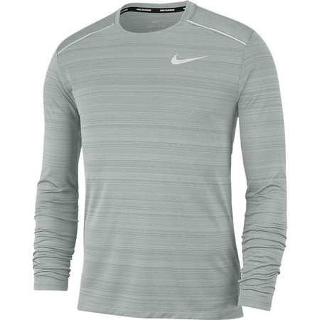 Nike Men's Dri-Fit Miller Long Sleeve's Training Shirt (Large, Grey)