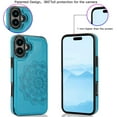 thumbnail image 6 of KOMI Phone Case Design for iPhone 16 Flip Folio Wallet Case with Credit Card Holder Slot PU Leather Phone Cases Durable Kickstand Protective Cover for Women Men Girls 6.1 inch Blue, 6 of 7