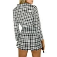 thumbnail image 5 of hirigin Plaid Skirt 2 Piece Suit Outfits for Women Long Sleeve Single-Button Blazer Jacket Crop Top Slit Pleated Mini Skirts (Black, S), 5 of 7