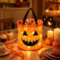 thumbnail image 6 of Halloween Light Up Pumpkin Candy Basket - LED Glowing Candy Bucket with Handle, Reusable Orange Halloween Trick or Treat Bucket for Boys and Girls, 6 of 6