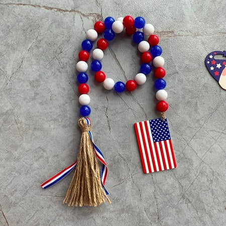 

Independence Day Pendant Decoration Wooden Bead Garland Tassel Hanging String
