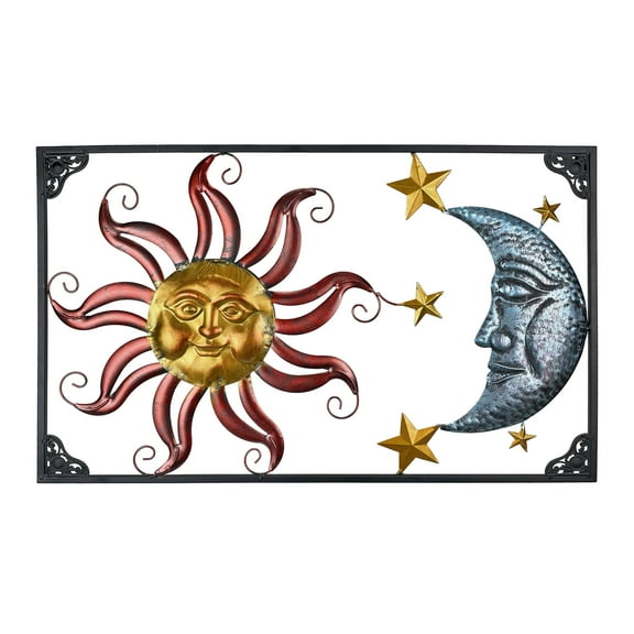 Zeckos Tri-Color Metal Art Celestial Sun Moon and Stars Wall Décor
