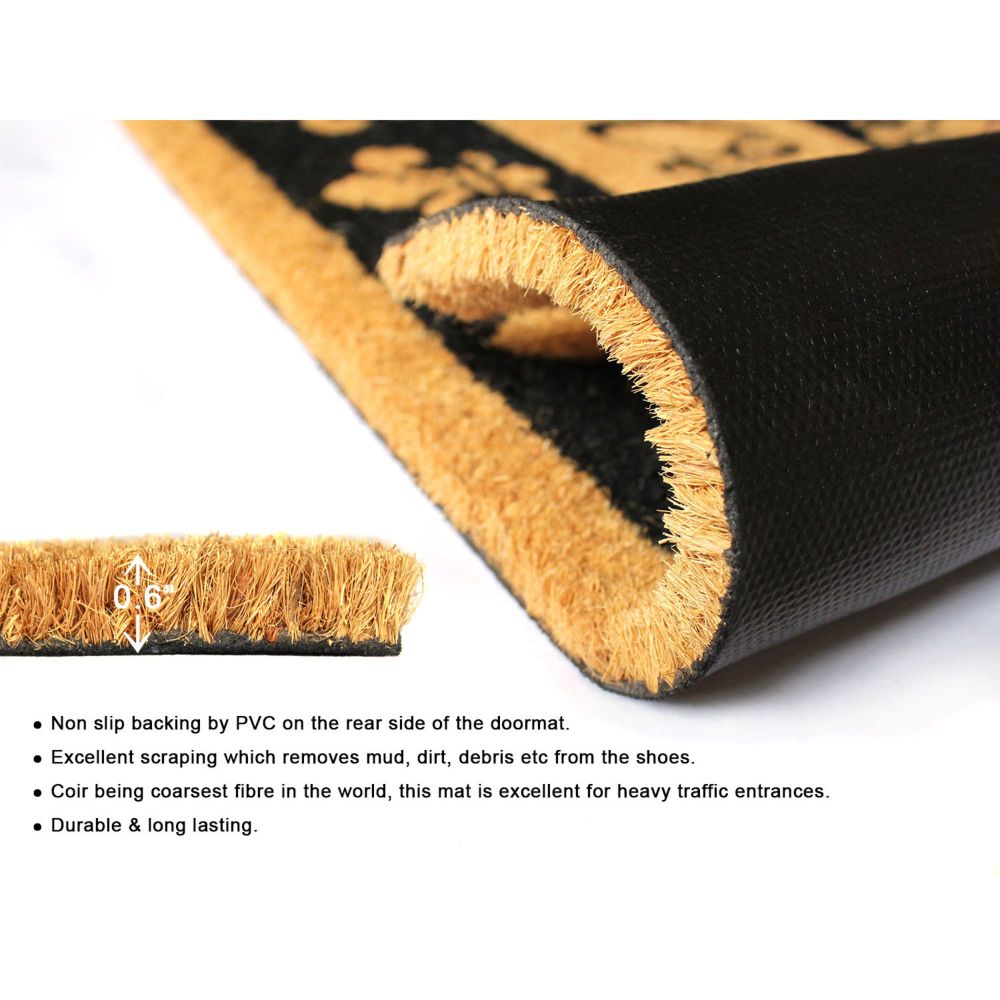 RugSmith Machine Tufted Welcome Fleur De Les Indoor and Outdoor Coir Doormat, 18" x 30"