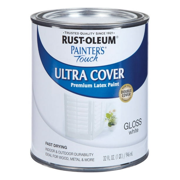 RustOleum Paint Latex Indoor / Outdoor Gloss White Qt Pack of 2
