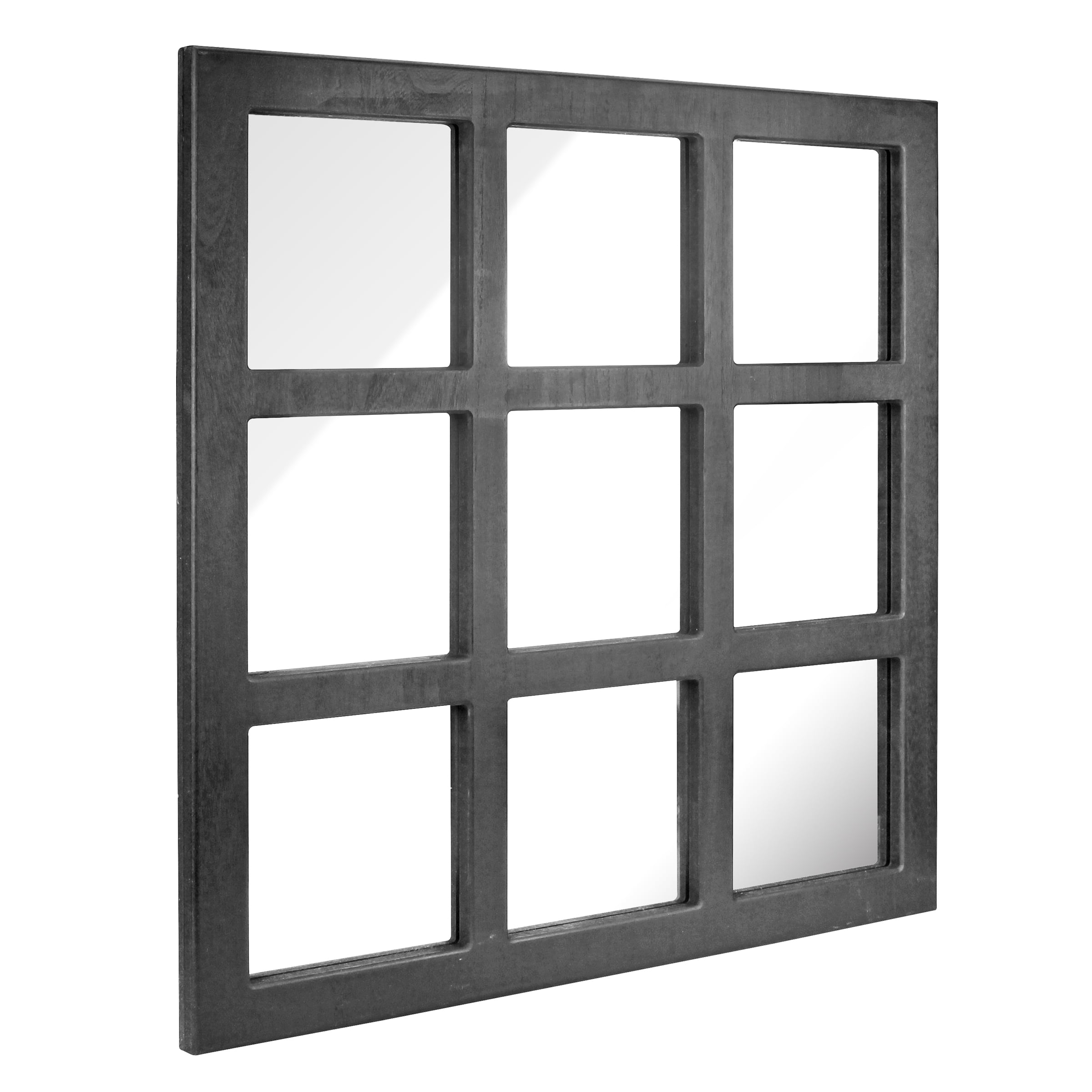 Stonebriar 23.5" x 23.5" Black Farmhouse 9-Panel Window Pane Wall Mirror