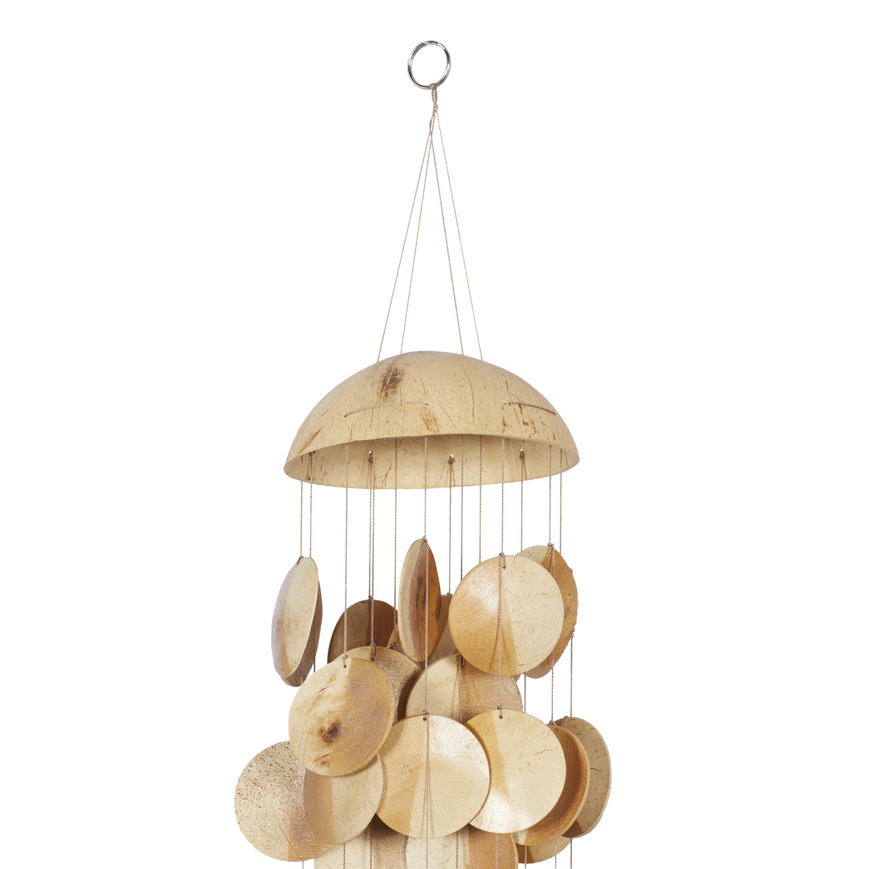 DecMode 17" Gold Wood Jellyfish Inspired Geometric Windchime