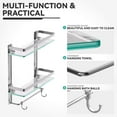 Geekdigg Bathroom Glass Shelf With Towel Bar, 2 Tier Wall Mounted