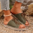 thumbnail image 4 of Hopeusnice Slippers for Women Non-Slip PU Materials Summer Shoes Soft Breathable Open Toe Flat Heel Trendy Women's Slippers Roman Boho Style Shoes for Beach Lightweight Walking Shoes Army Green 38, 4 of 9