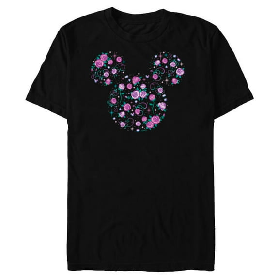 Disney Mickey Mouse June Birth Month Birthstone & Flowers - Short Sleeve Blended T-Shirt for Adults - Customized-Black
